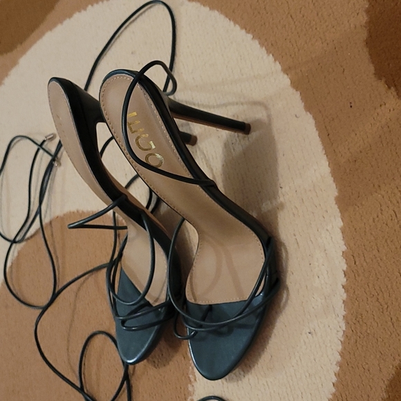 Ego 4 1/2 inches heels lace-up army green shoe - Picture 2 of 9